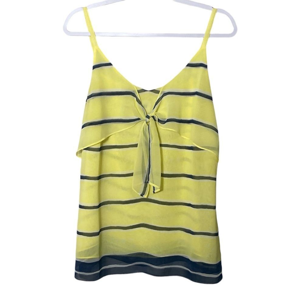 Cabi Rivera Lights Yellow Striped Front Knot Tie Cami Tank Women's Size Small